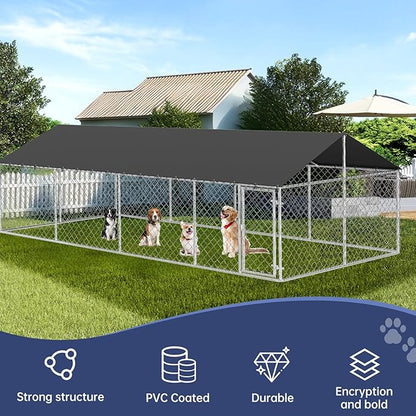 Petonly Outdoor Dog Enclosure Heavy Duty Dog Kennel House Mesh Dog Big Cage Pet - Image 6