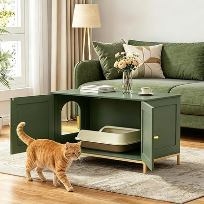 Homhedy 35.4" L Cat Litter Box Enclosure, Cat Washroom Furniture - Image 2