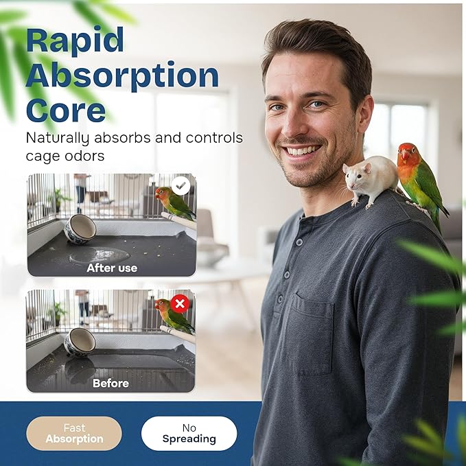 PHOBA Bamboo Charcoal Bird Cage Liners, Bamboo Charcoal Odor Control Papers - Image 9