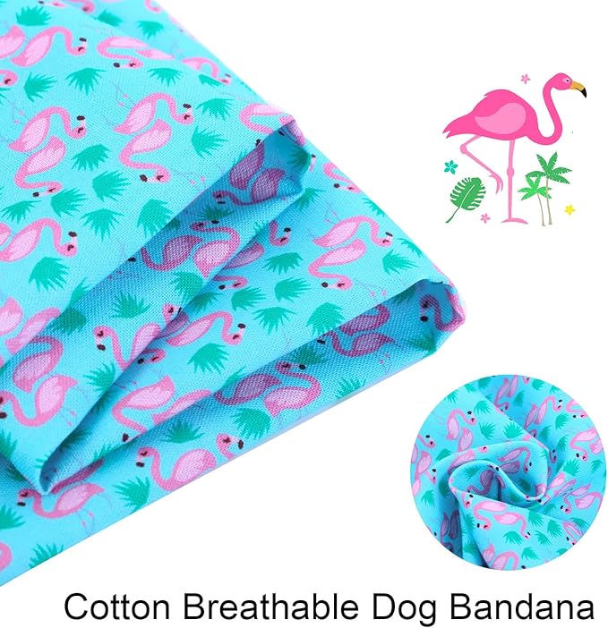 ARING PET Summer Dog Bandanas, Turquoise Flamingo Kerchief Triangle Bibs Scarf - Image 2
