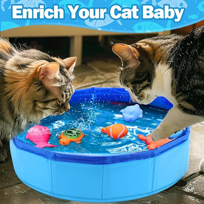 BABORUI Cat Pool Toy with Fish-Water Cat Toys, Portable Cat Pool Toy, Cat Water - Image 2