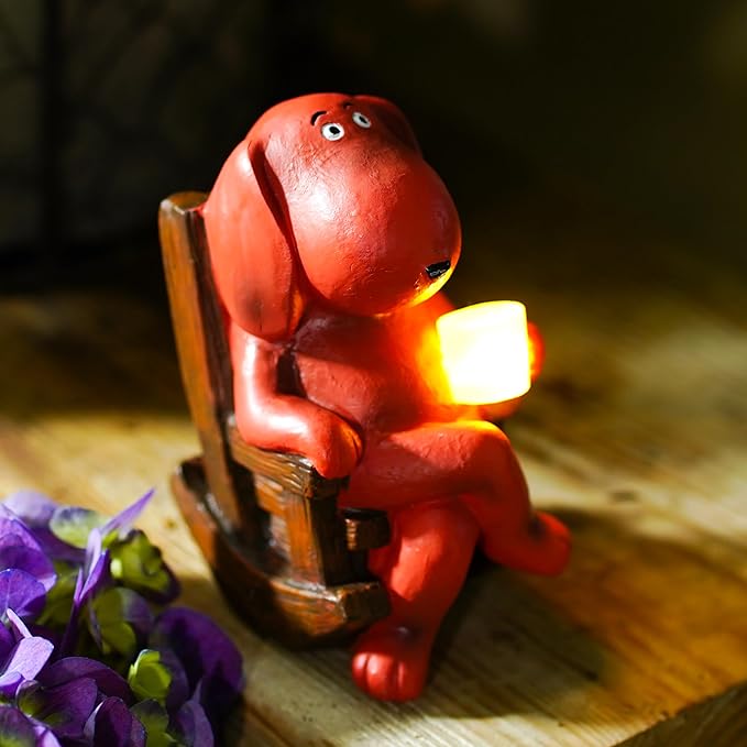 Dog Solar Statue Drinking Coffee Statue Decoration - Image 9