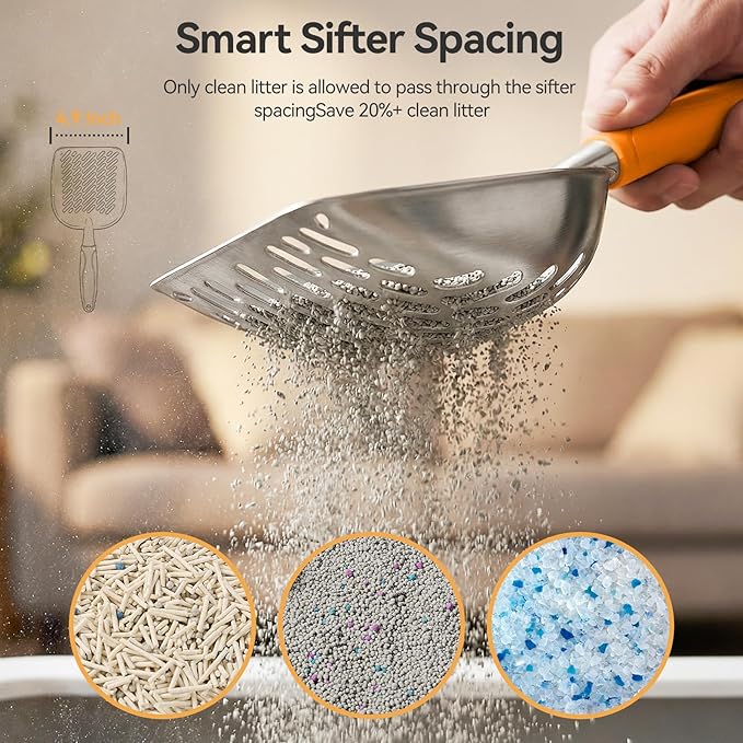 Cat Litter Scoop, Large Long Handle Kitty Metal Scooper, Heavy Duty Aluminum - Image 5