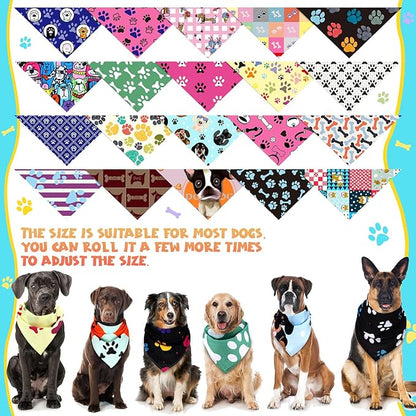 Huhumy 100 Pcs Paw Dog Bandanas Bulk Paw XL Pet Bandanas Colorful Triangle Pet - Image 3