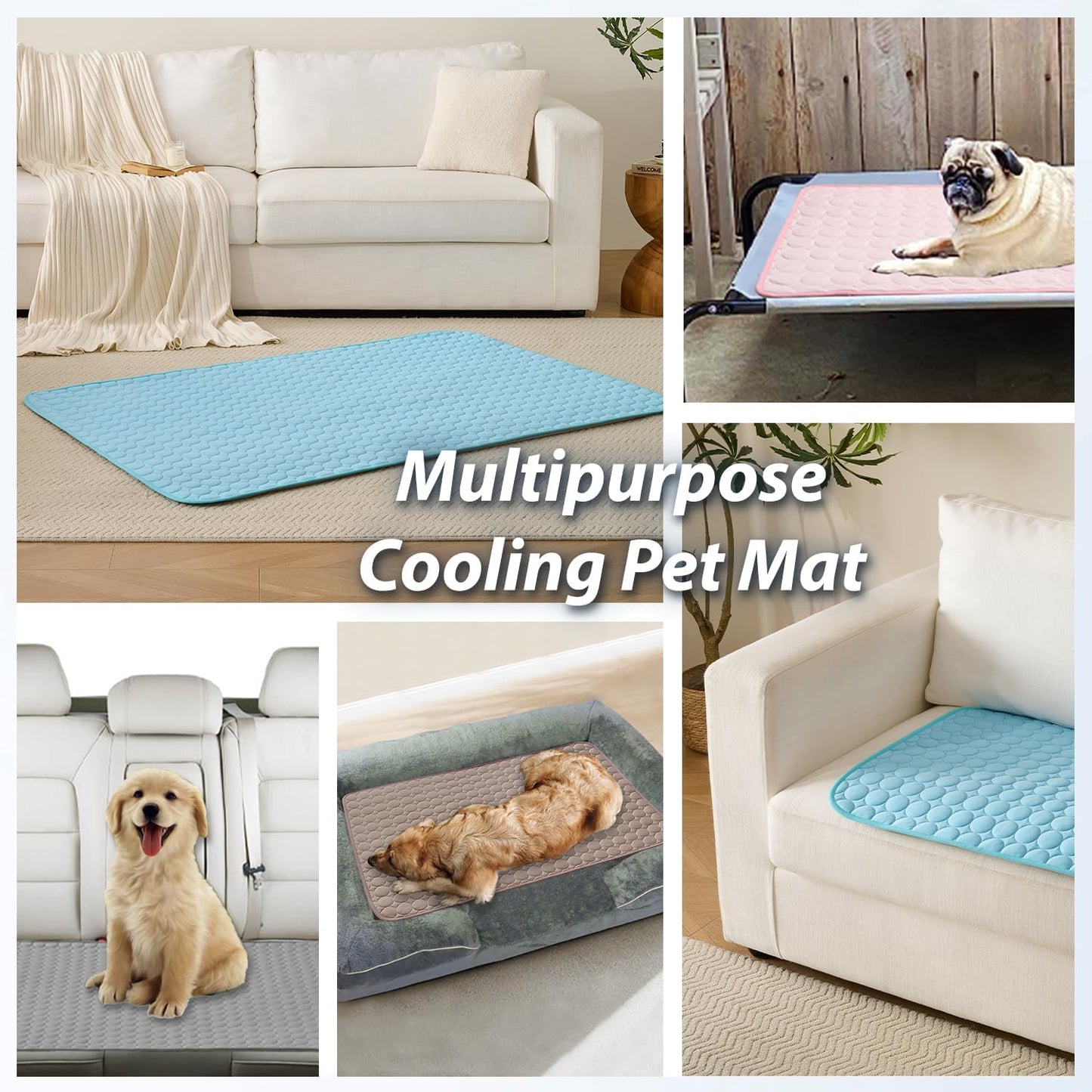 MICROCOSMOS Summer Cooling Mat & Sleeping Pad- Water Absorption Top, Materials Safe, Easy Carry, EZ Clean. Keep Cooling for Pets, Kids and Adults.(Navy Blue, 36" x24")