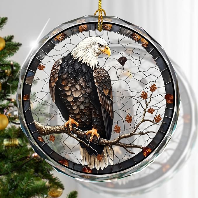 Stained Glass Eagle Christmas Ornaments, Christmas Hanging Ornament, Holiday by Kooirsp