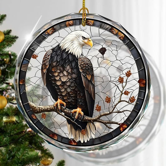 Stained Glass Eagle Christmas Ornaments, Christmas Hanging Ornament, Holiday by Kooirsp