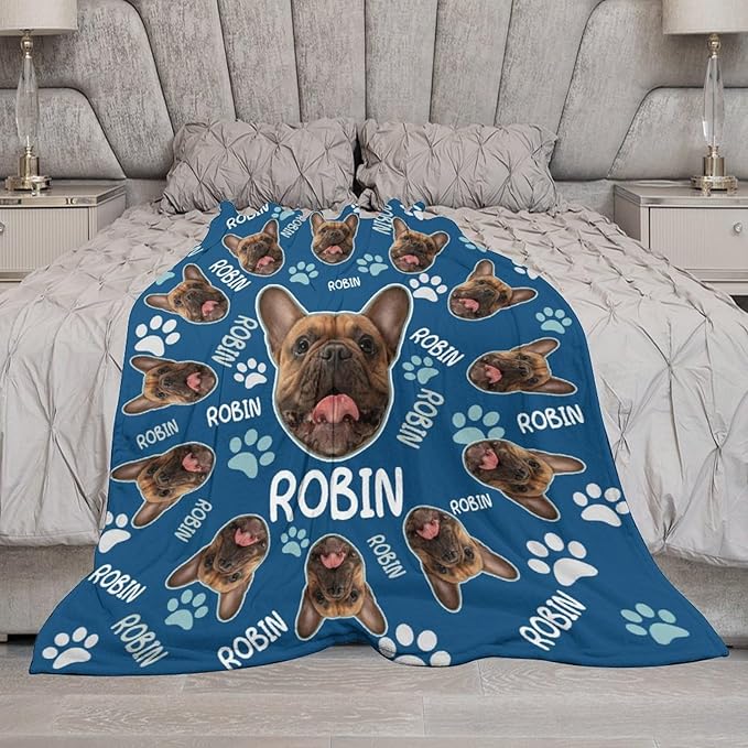 Custom Paw Prints Pet Name Blanket Personalized Dog Memory Blankets - Image 6