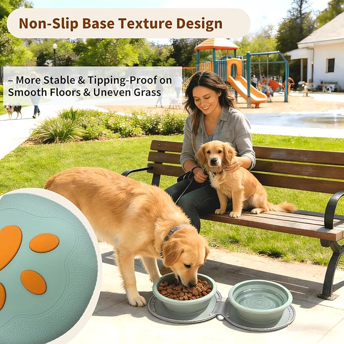 Collapsible Dog Bowls, 2-in-1 Silicone Pet Food and Water Bowl - Image 4