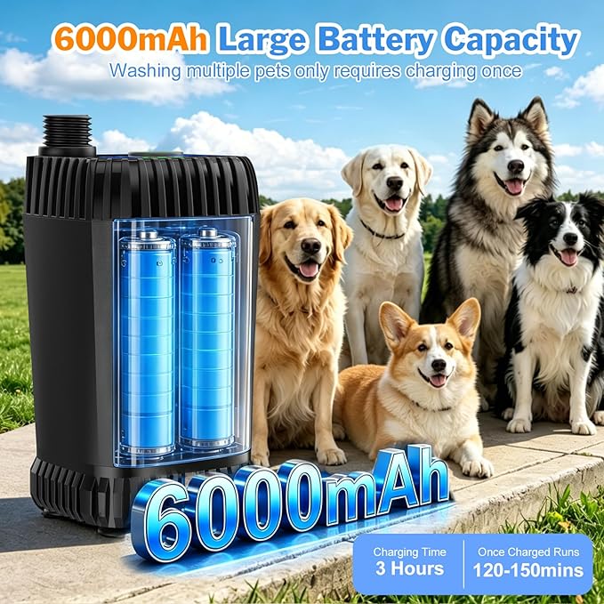 FLY2SKY Portable Shower Pump 6000mAh Detachable Shower Head Hose Pet Bathing - Image 3
