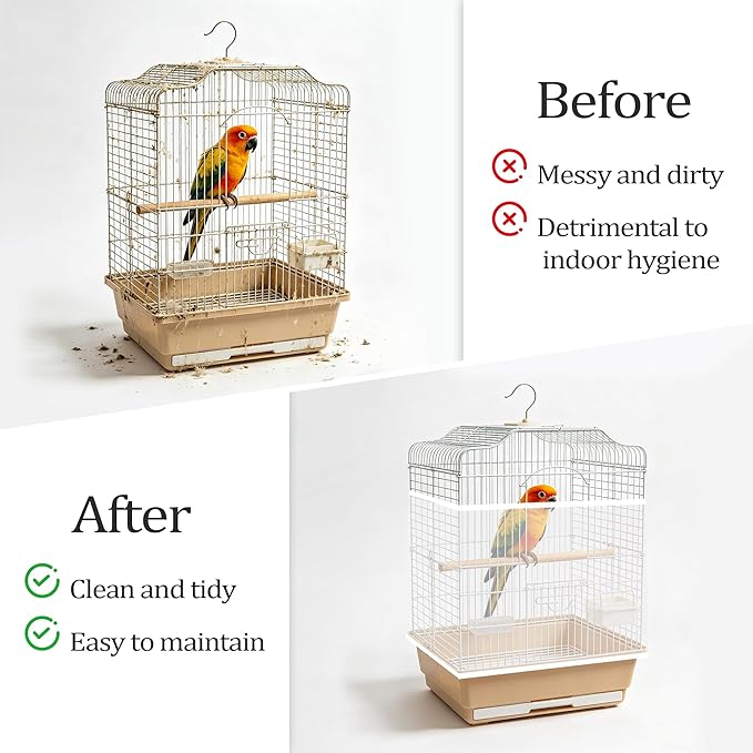 Bird Cage Cover, Circumference 40-68 inches Bird Cage Seed Catcher, Adjustable - Image 4