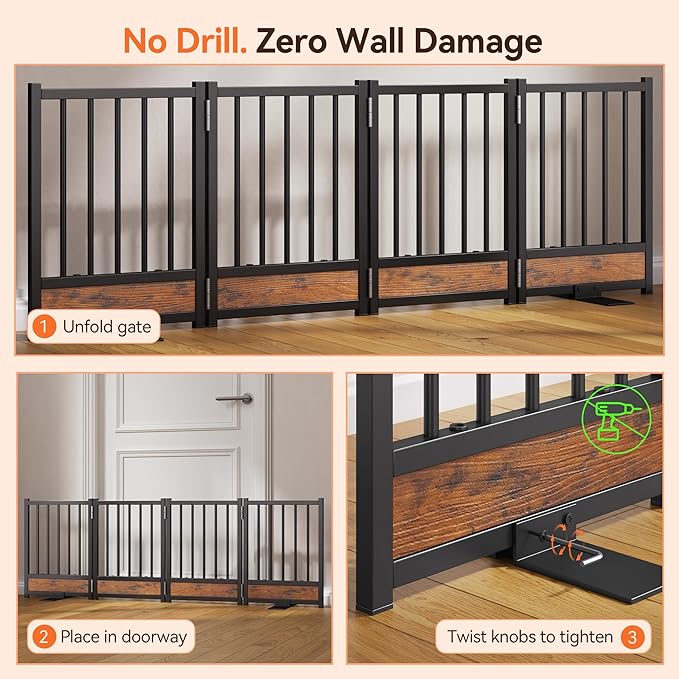 Dog Gate for Small Dogs, Heavy Duty Step-Over Doorway Puppy Barrier, Anti-Tip - Image 4
