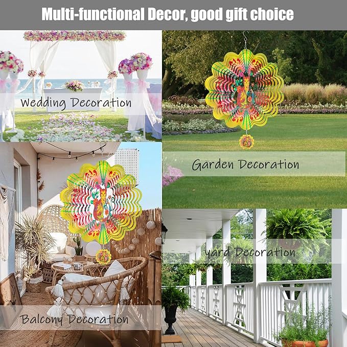 Cat Wind Spinners for Yard and Garden, 12 Inch 3D Stainless Steel Hanging - Image 6