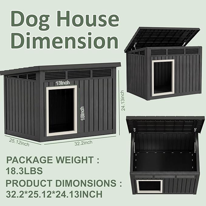 DRATO Small Dog House, Weatherproof Resin Dog House Outdoor - Image 4