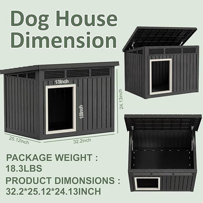 DRATO Small Dog House, Weatherproof Resin Dog House Outdoor - Image 4
