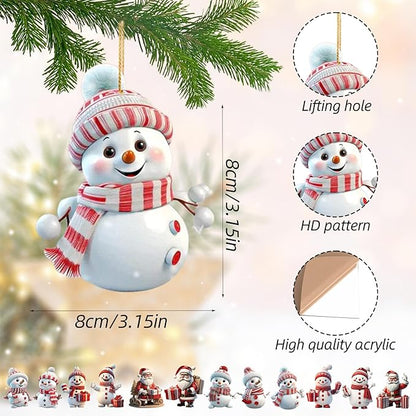 12 Pcs Christmas Tree Decorations Xmas Snowman Hanging Ornaments Cute Cartoon - Image 2