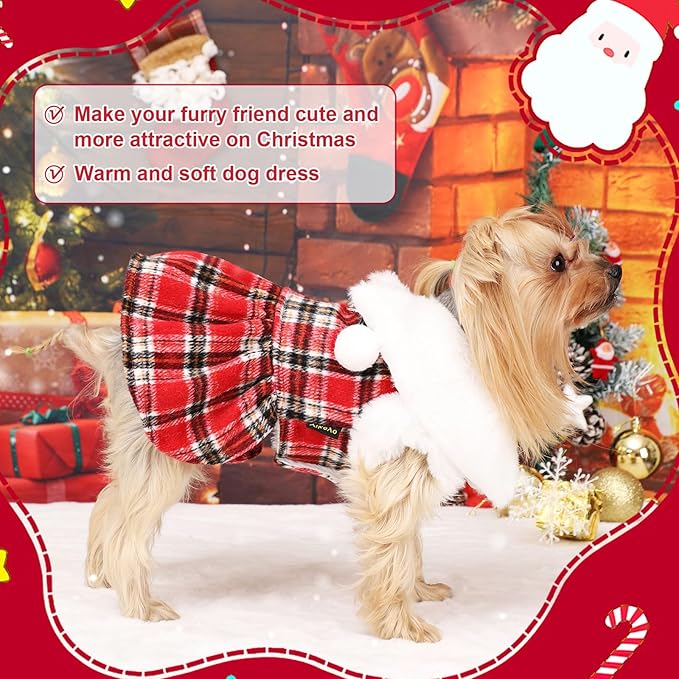 Sebaoyu Dog Sweater Dress, Winter Cute Warm Fleece Dog Sweater Dresses - Image 6