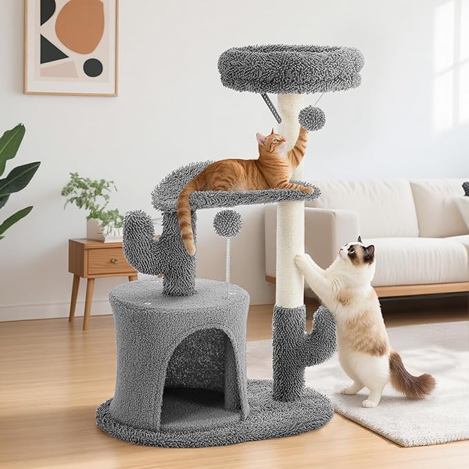 DUMOS 33-inch Cat Tree Tower for Indoor Cats, Small Cat Scratching Post - Image 6