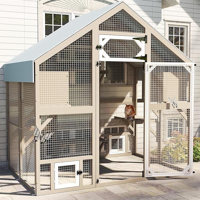 71" H Catio Outdoor Cat Enclosure Weatherproof, Large Walk-in Cat House - Image 7