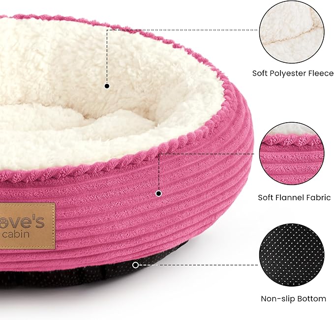 Love's cabin Round Donut Cat and Dog Cushion Bed, 20in Pet Bed - Image 2
