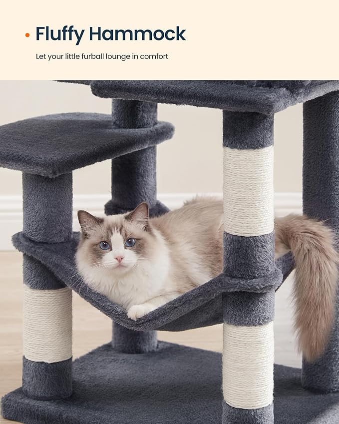 SONGMICS HOME Cat Tree for Indoor Cats, Hammock and Condo, Dark Gray - Image 5