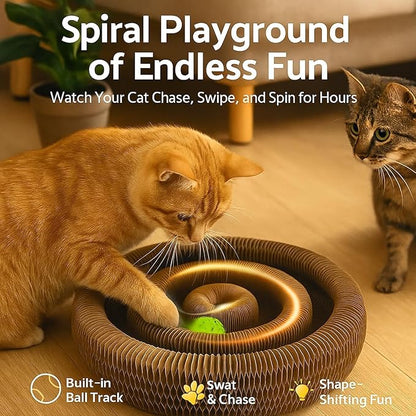 Interactive Cat Toy, Kitty Curls Cat Scratcher, Twisty Paws Cat Scratching Post - Image 3