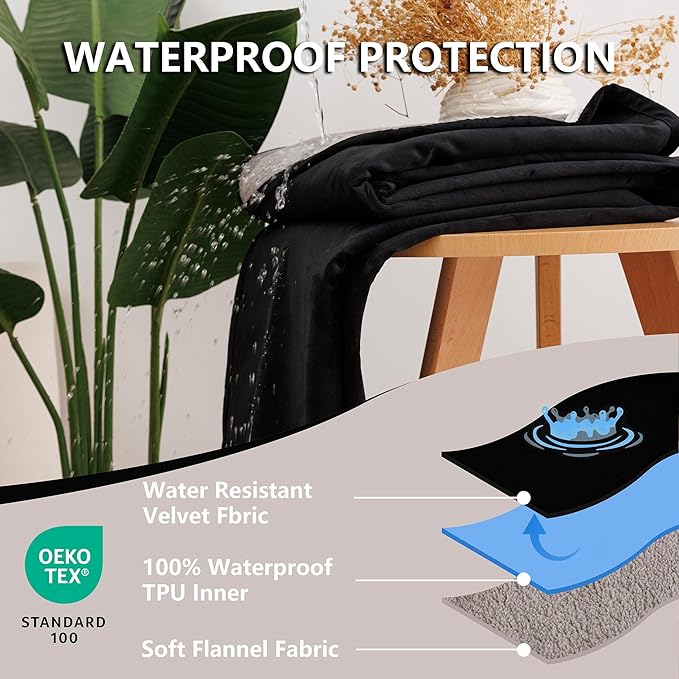 Waterproof Dog Blanket for Couch, Reversible Pet Throw Blankets Leak Proof Sofa - Image 2