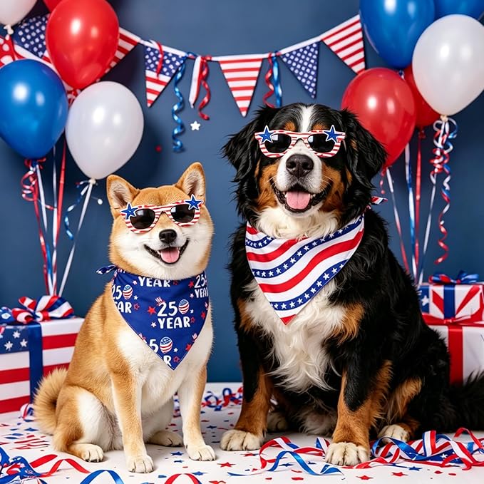 2Pcs 250th Anniversary American Dog Bandanas, Dual-Layer 4th of July Pet - Image 5