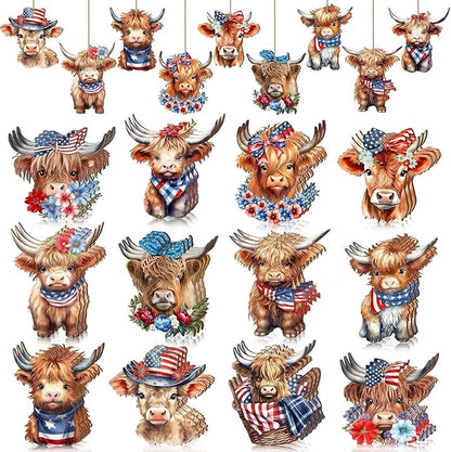 12 Pcs 4th of July Patriotic Wood Ornaments Hanging Decoration 250th by BHOOKA