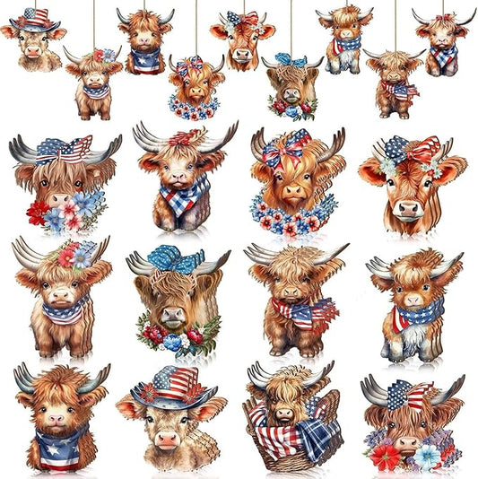 12 Pcs 4th of July Patriotic Wood Ornaments Hanging Decoration 250th by BHOOKA