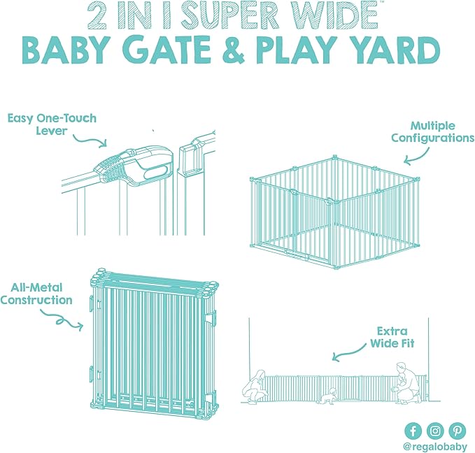 Regalo Safety 192" Double Door Super Wide Baby Gate & Play Yard, 8-Panel - Image 7