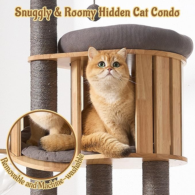 Modern Cat Tree Tower with Scratching Post, 61.5in Tall Cat Tree - Image 3