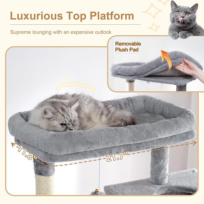 Heybly Cat Tree, 76-Inch Tall Heavy Duty Cat Tower - Image 5