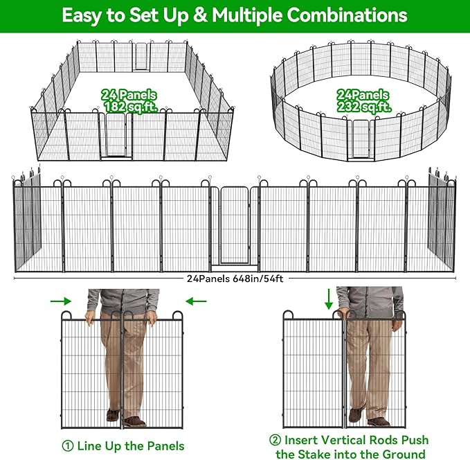 Kfvigoho Dog Playpen Outdoor 24 Piece Panels Heavy Duty Dog Fence 47" Height - Image 6