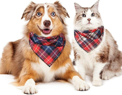 Honoson 6 Pieces Triangle Dog Bandana Dog Scarf Plaid Printing Adjustable Bibs - Image 2