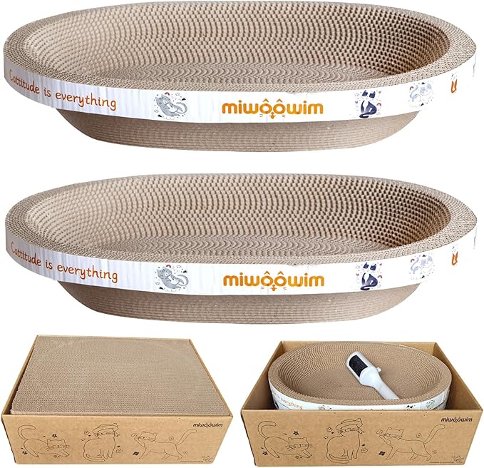 Miwoowim 3PCS 2 Cat Scratcher Bowl +1 Corrugated Scratch Pad by miwooim
