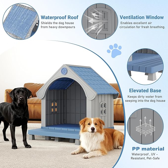 Fancyango Large Dog House Outdoor Indoor, Sturdy Plastic Waterproof Doghouse - Image 3