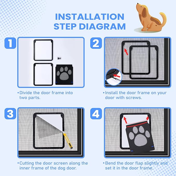 Cat Door for Screen Door, Small Dog Screen Door, Magnetic Flap Doggy Door for - Image 3