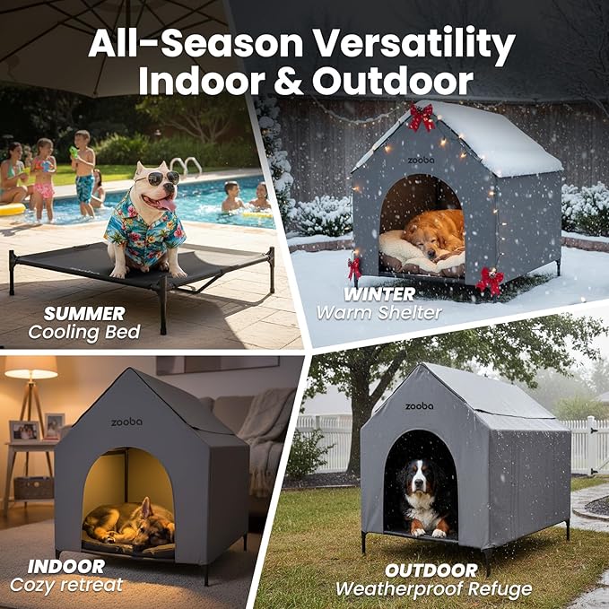Zooba 48" XL Outdoor Dog House – Weatherproof Elevated Pet Shelter, Breathable - Image 6
