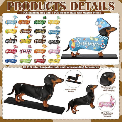 42 Pcs Interchangeable Summer Dachshund Holiday Wiener Dog Decor Seasonal - Image 3