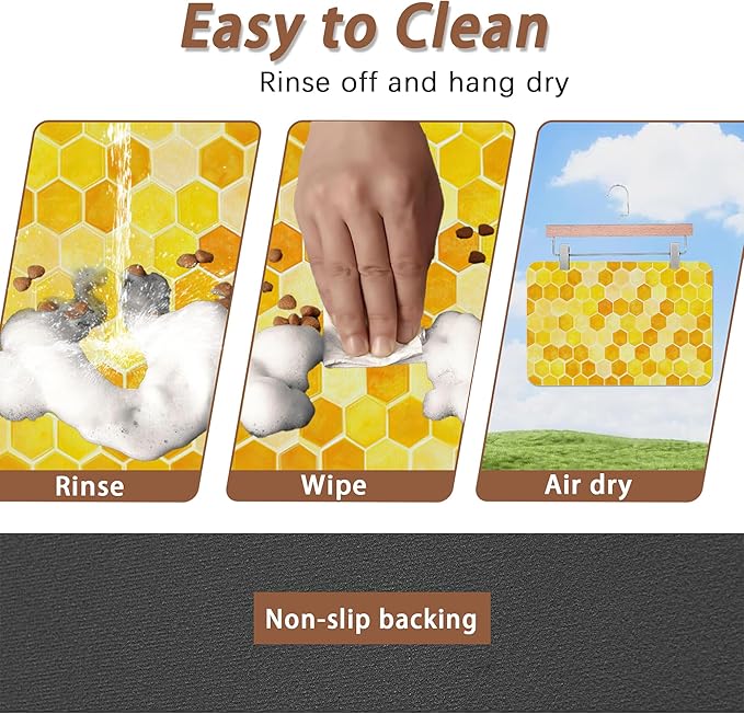 Honeycomb Bee Geometric Dog Food Mat - Image 4