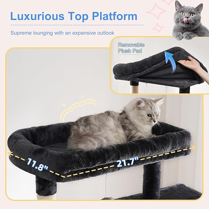 Heybly Cat Tree, 76-Inch Tall Heavy Duty Cat Tower - Image 3