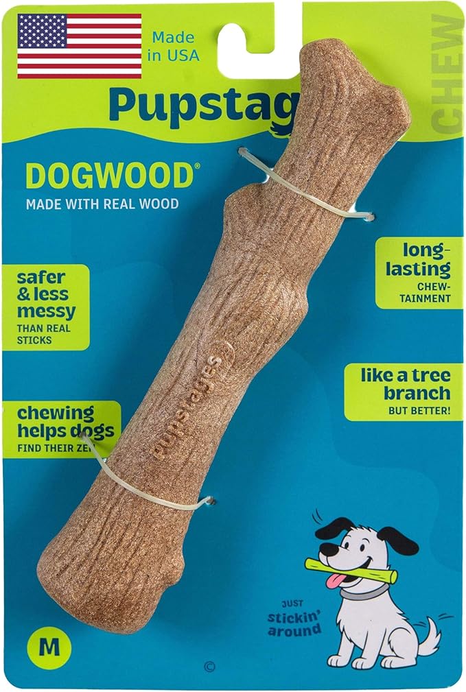 Pupstages Dogwood Dog Chew Toy, Made in the USA – Real-Wood Blend, Natural by Pupstages