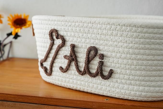 JUPPE Pet Dog Basket with Personalized Name, Dog Toys Storage Organizer Custom - Image 4