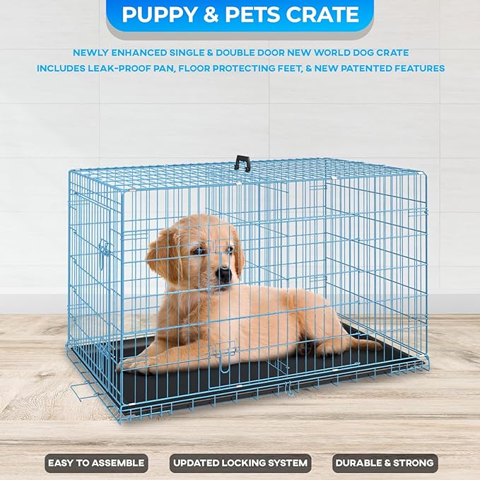 FDW Dog Crate for Small Dogs 24 Inch Folding Metal WirePet Cage Double Door - Image 4