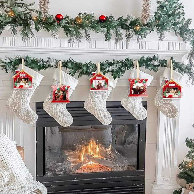 UNIQOOO 2025 Mantel House Christmas Acrylic Picture Frame Ornaments - Image 5