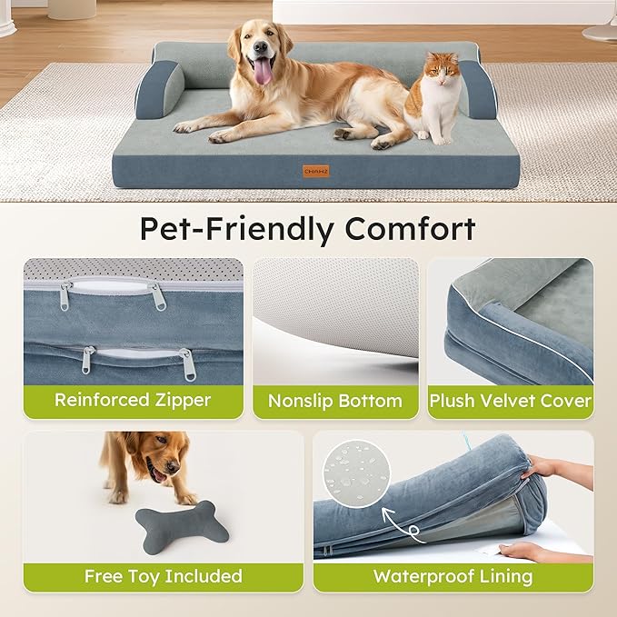 CWAWZ Large Orthopedic Dog Bed, Pet Bed Large Size Dog, Dual-Sided Cooling Beds - Image 5
