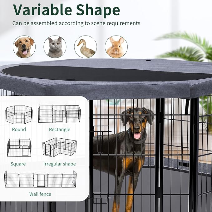 PETIME Dog Playpen, Metal Exercise Puppy Pen Heavy Duty Kennels Yard Fence - Image 6
