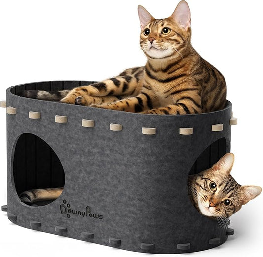 DownyPaws Cat House for Indoor Cats, Cat Bed Cave for Multiple & Large Cats Up by DownyPaws