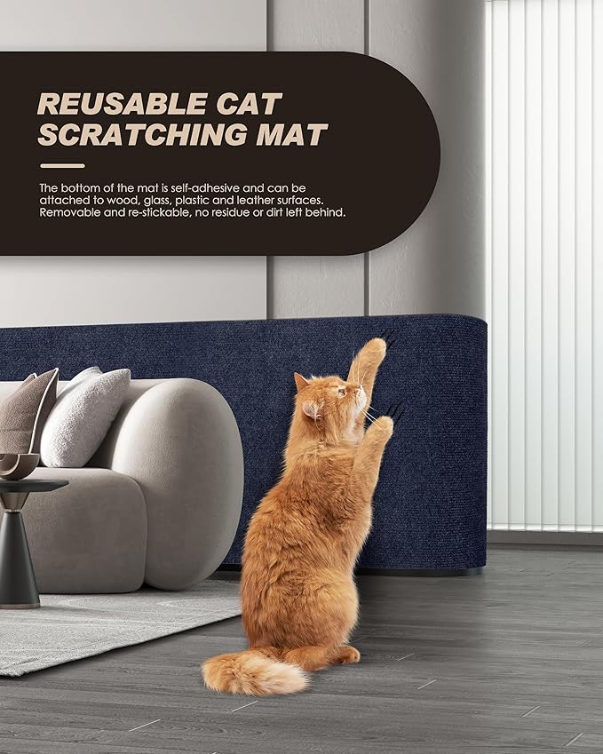 VIVOYAN 78.7"x15.8" Cat Scratch Mat, Trimmable Self-Adhesive Carpet, DIY Climb - Image 3